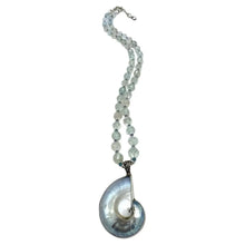 Load image into Gallery viewer, Aquamarine and Iolite Necklace with Ammonoidea Pendant