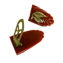 Load image into Gallery viewer, Red Bakelite Dress Clips, Pair