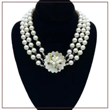 Load image into Gallery viewer, Swarovski Triple Strand Pearl Necklace