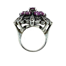 Load image into Gallery viewer, Ruby and Marcasite Sterling Cocktail Ring
