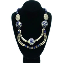 Load image into Gallery viewer, Lapis Lazuli and Porcelain Bib Necklace