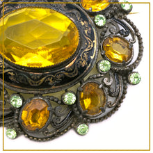 Load image into Gallery viewer, Amber and Peridot Color Brooch
