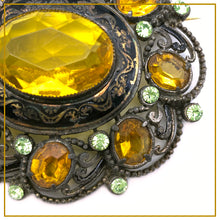 Load image into Gallery viewer, Amber and Peridot Color Brooch