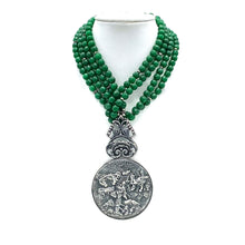 Load image into Gallery viewer, Jade Double-Strand Necklace with Antique Hand Mirror