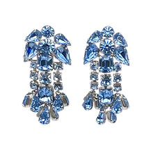 Load image into Gallery viewer, Garnished Blue Rhinestone Bracelet and Earrings Demi-parure