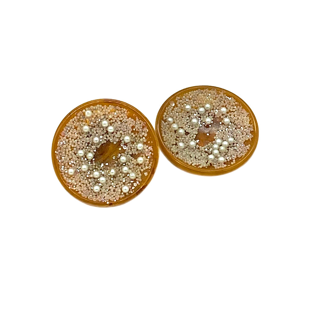 Bakelite Earrings with Seed Pearls
