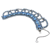 Load image into Gallery viewer, Garnished Blue Rhinestone Bracelet and Earrings Demi-parure