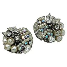 Load image into Gallery viewer, Robert Pearl & Rhinestone Clip-on Earrings