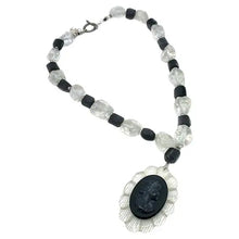 Load image into Gallery viewer, Rock Crystal and Tourmaline Necklace with Cameo Pendant