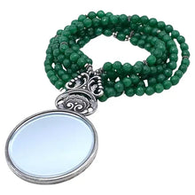 Load image into Gallery viewer, Jade Double-Strand Necklace with Antique Hand Mirror