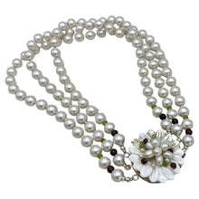 Load image into Gallery viewer, Swarovski Triple Strand Pearl Necklace