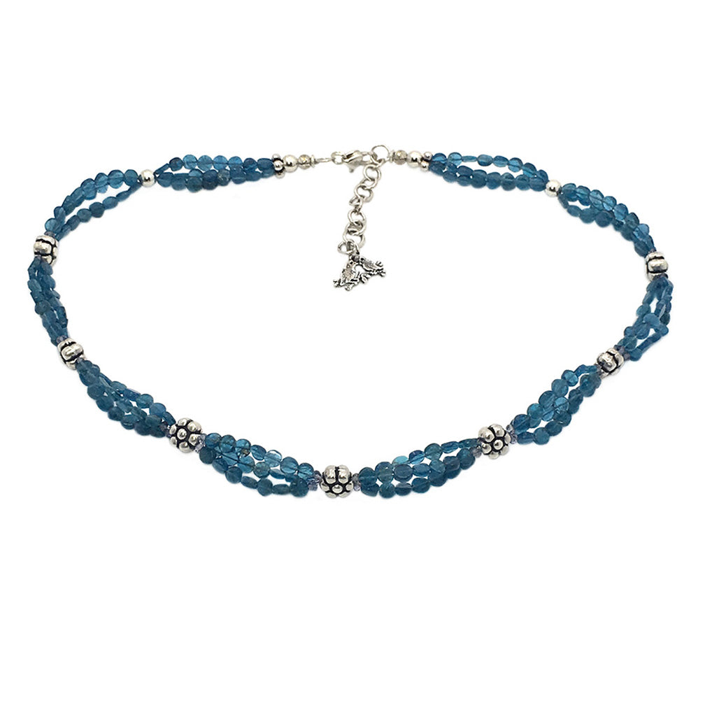 Apatite with Fine Silver Flower Necklace
