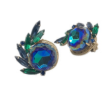 Load image into Gallery viewer, Blue Green Rhinestone Earrings
