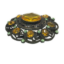 Load image into Gallery viewer, Amber and Peridot Color Brooch