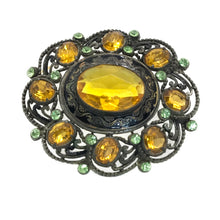 Load image into Gallery viewer, Amber and Peridot Color Brooch