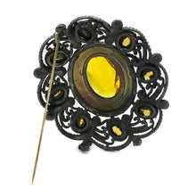 Load image into Gallery viewer, Amber and Peridot Color Brooch
