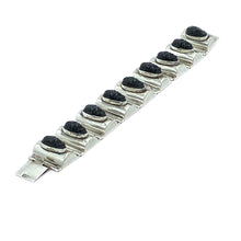 Load image into Gallery viewer, Mexico Silver Bracelet with Onyx Faces
