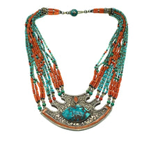 Load image into Gallery viewer, Coral &amp; Turquoise Multi-Strand Necklace
