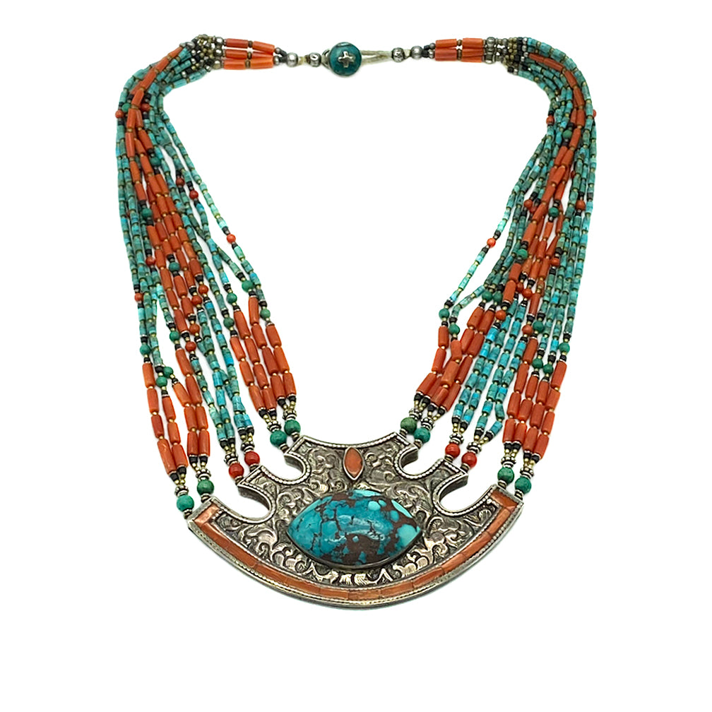 Coral & Turquoise Multi-Strand Necklace