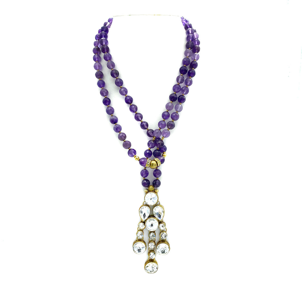 Amethyst Necklace with Dangling Pendant