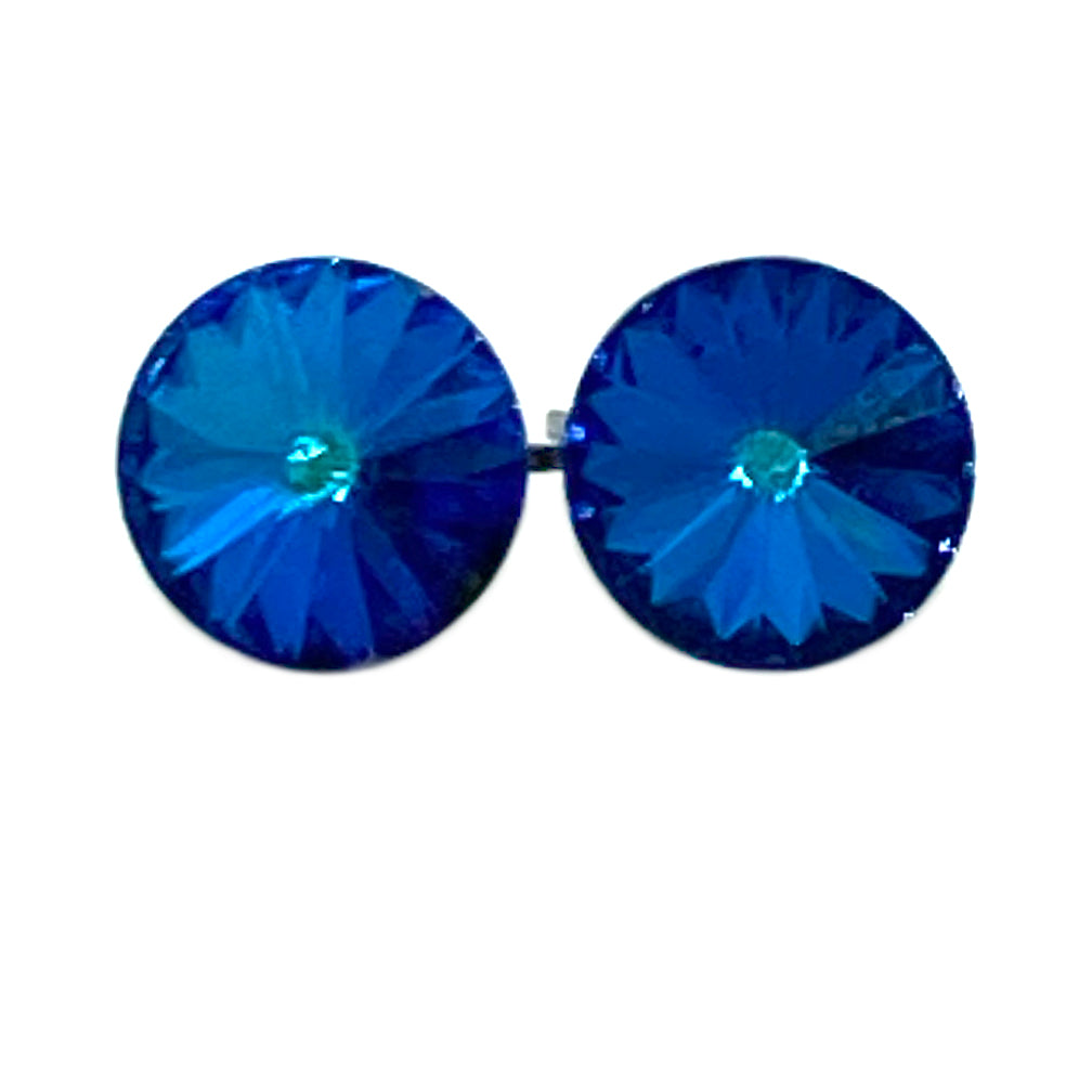 Weiss Blue Rivoli Clip-on Earrings