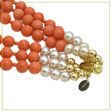 Load image into Gallery viewer, Coral and Pearl Gold-filled Choker
