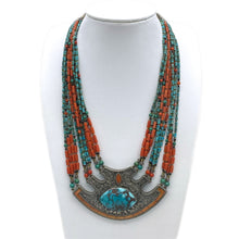 Load image into Gallery viewer, Coral &amp; Turquoise Multi-Strand Necklace
