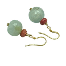 Load image into Gallery viewer, Nephrite &amp; Coral Drop Earrings

