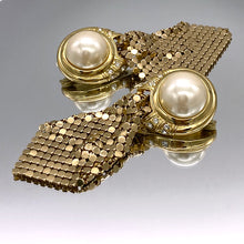 Load image into Gallery viewer, Whiting &amp; Davis Pearl and Mesh Drop Earrings
