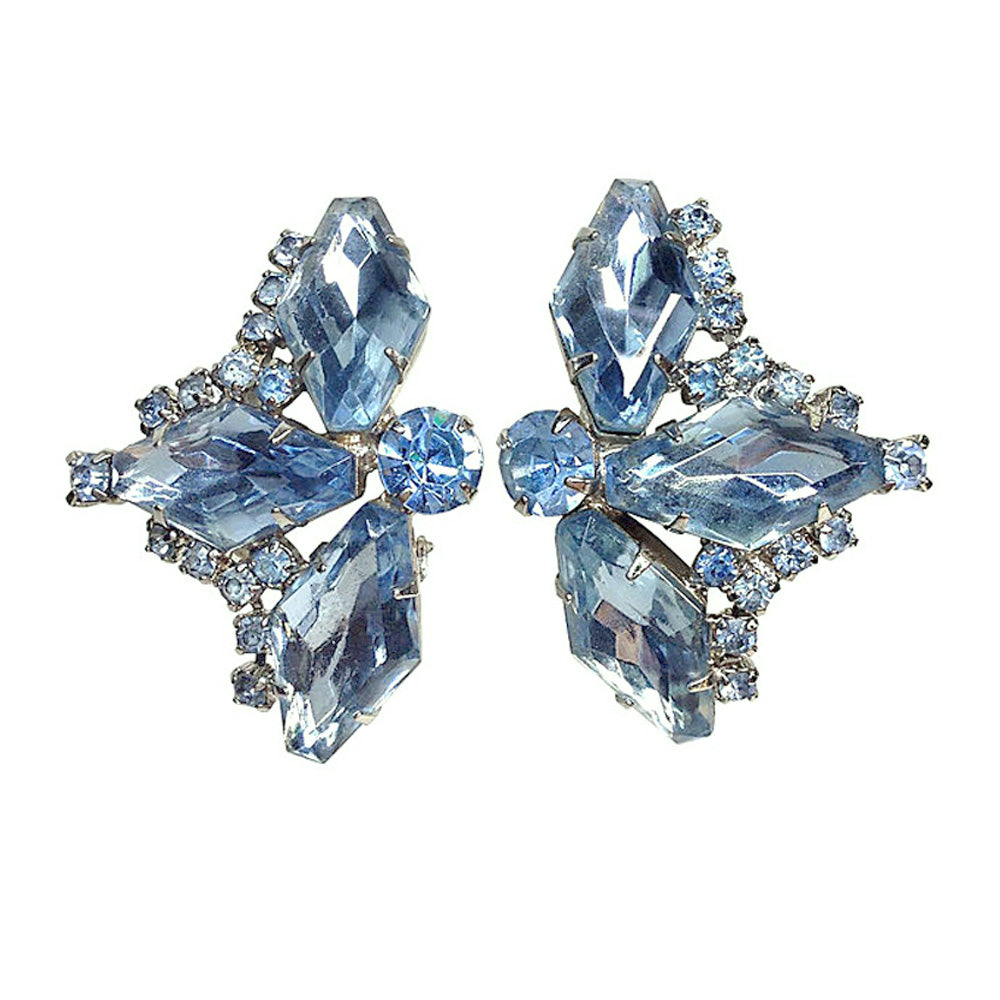 Juliana Style Blue Tri-Point Rhinestone Earrings