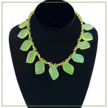 Load image into Gallery viewer, 14K Gold Filled Peridot Necklace with Chrysoprase Leaves
