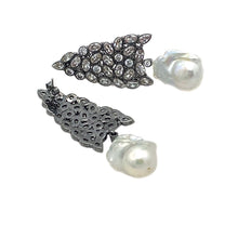 Load image into Gallery viewer, Baroque Pearl with CZ Drop Earrings
