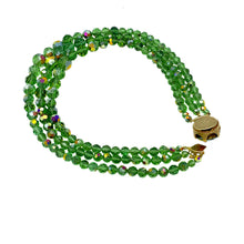 Load image into Gallery viewer, Green Crystal Triple Strand Necklace
