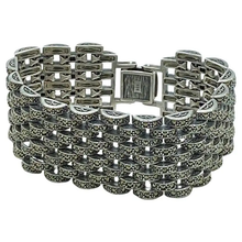 Load image into Gallery viewer, Art Deco Style Marcasite Sterling Link Bracelet
