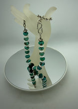 Load and play video in Gallery viewer, Leather-polished Turquoise &amp; Freshwater Pearl Necklace &amp; Earrings Set
