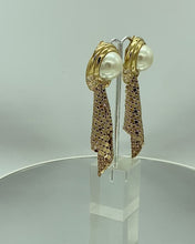 Load and play video in Gallery viewer, Whiting &amp; Davis Pearl and Mesh Drop Earrings
