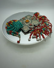 Load and play video in Gallery viewer, Statement Necklace with Nepal Plaque and Beaded Fringes
