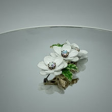 Load and play video in Gallery viewer, ART White Enameled Flower Brooch
