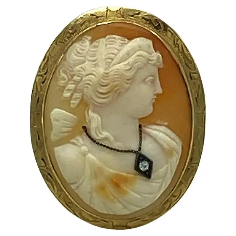 Antique Cameo Brooch with 14K Gold Frame