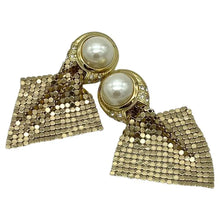 Load image into Gallery viewer, Whiting &amp; Davis Pearl and Mesh Drop Earrings
