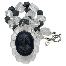 Load image into Gallery viewer, Rock Crystal and Tourmaline Necklace with Cameo Pendant
