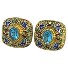 Load image into Gallery viewer, Topaz and Cloisonne Earrings
