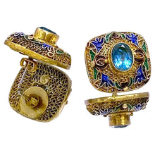 Load image into Gallery viewer, Topaz and Cloisonne Earrings
