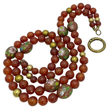 Load image into Gallery viewer, Carnelian and Cloisonne Double Strand Necklace
