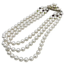 Load image into Gallery viewer, Swarovski Triple Strand Pearl Necklace
