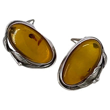 Load image into Gallery viewer, Vintage Baltic Amber Sterling Clip-on Earrings
