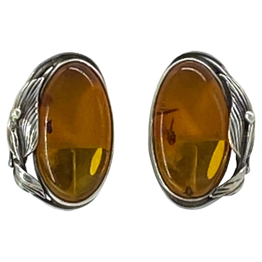 Vintage Baltic Amber Sterling Clip-on Earrings