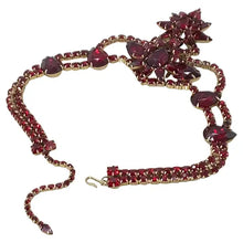 Load image into Gallery viewer, Vintage Baroque Style Deep Red Rhinestone Pendant Necklace, USA
