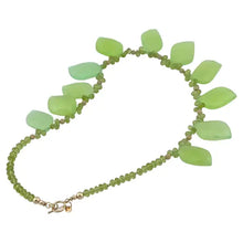 Load image into Gallery viewer, 14K Gold Filled Peridot Necklace with Chrysoprase Leaves
