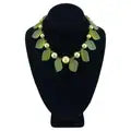 Load image into Gallery viewer, 14K Gold Filled Peridot and Pearl Necklace with Chrysoprase Leaves
